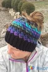 Crochet by Jennifer - Jennifer Dougherty  - Kaycee Ponytail or Bun Hat