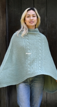 Mock Aran Poncho by Sherril Steele-Carlin-Free