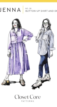 Closet Core Patterns - No 38 - Jenna Button-Up Shirt and Dress - Sizes XXS-4X - English, French