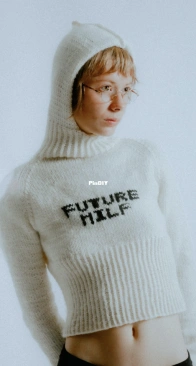 Future MILF/DILF Hooded Knit Top by Kamille Wenneberg - Danish