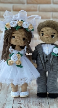 Crochet Bunny Design - Soni Toys - Irina Tarasova -  Bride outfit set - Dutch