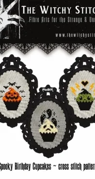 The Witchy Stitcher - Spooky Birthday Cupcakes PCS + XSD