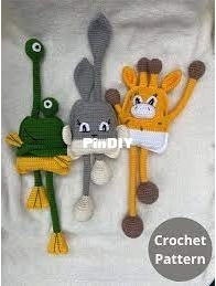 Mona Crochet - Stretchable Hanging toys - Frog, Bunny, Giraffe - Dutch