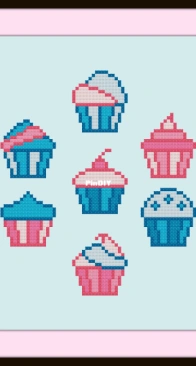 Cross Stitch Quest - Cupcakes - 2 colour schemes - free