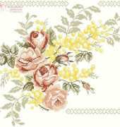 Cushion with Roses and Mimosa