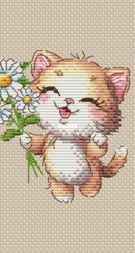 Kitten with flowers by Maria Karavaeva