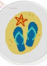 Daily Cross Stitch Flipflops on the Sand