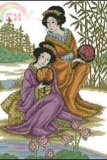 Graceful Maidens - Geisha Girls by Joan Elliott from The World of Cross Stitching TWOCS 168 XSD