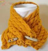 Cable Knit Button Cowl by Crystal Lybrink-Free