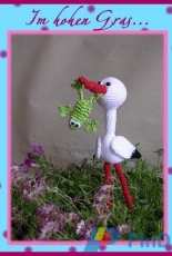 Babsies hook - Barbara Saboth - Stork In the tall grass - German