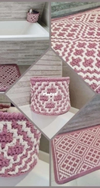 Sienn Ivy Crochet - Sienna Ivy - Mosaic crochet rug and basket