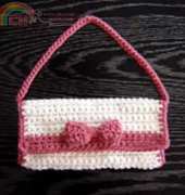 Unknown designer - White Crochet Clutch with Pink Bow - Free