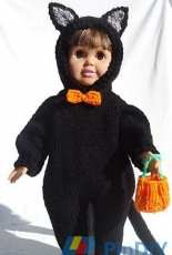 Frugal Knitting Haus - Halloween Cat Costume plus bear and bunny for 18 inch doll by Ruth Braatz