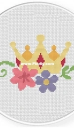 Daily Cross Stitch - Crown And Flowers