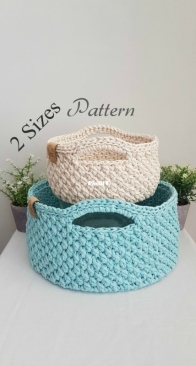 Lulaor Crochet _ crochet round baskets in 2 sizes ( storage bins pattern ) _ English