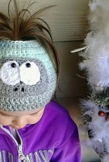 Osage County Crochet - Sadie Sheppard -  Abominable Snow Monster Messy Bun beanie