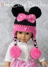 The Cozy Buckeye - April Burwick -Minnie Mouse Hat Pattern For 18 inch Doll