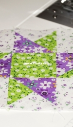Beginning of work. Sewing patchwork bedspread