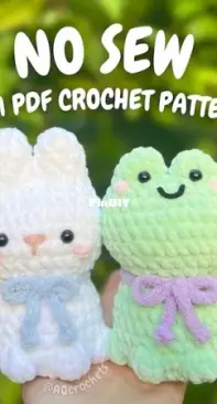 AQcrochets - Ashley Lee - No Sew sitting Bunny and Frog