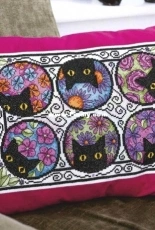 Hello There - Cat Cushion by Durene Jones from The World  of Cross Stitching TWOCS 276