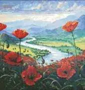 Artecy Cross Stitch - Red Poppies and River Valley