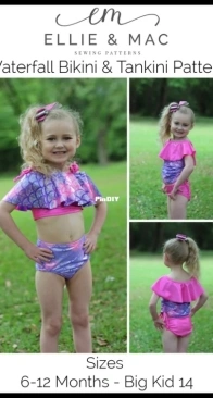 Ellie and Mac - Waterfall Swimsuit Mix  and Match - Sizes 6/12 Months - 14 Years