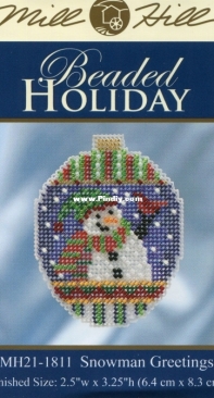 MIll HIll MH21-1811 Beaded Holiday - Snowman Greetings
