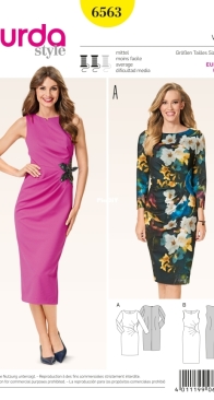 Burda Style - No 6563 - Dress - Sizes 36-46 - German, English, French, Dutch, Italian, Spanish, Swedish, Danish, Russian