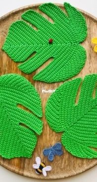Crochet Natalia - Natalia Erkhova - Monstera Leaf Coaster