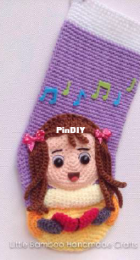 Little Bamboo Handmade - TS Min - Caroling Girl Christmas Stocking