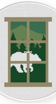 Daily Cross Stitch - Bear Outside the Window