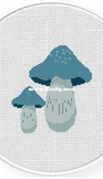 Daily Cross Stitch - Blue Mushroom