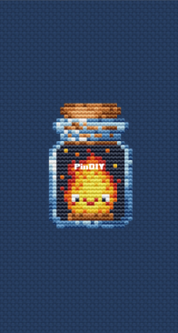 LunarFoxStitch - Mini Bottle - Calcifer by Anastasia Yukhnovets