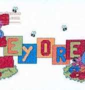 Designer Stitches D92 E-E-Y-O-R-E Spells Eeyore