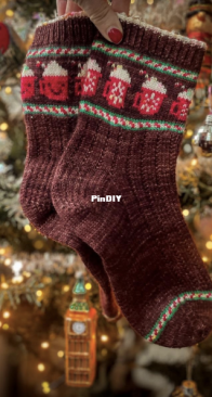 Cup of Hot Cocoa socks by Stone Knits