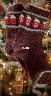 Cup of Hot Cocoa socks by Stone Knits