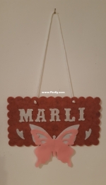 Pink felt wall hanging