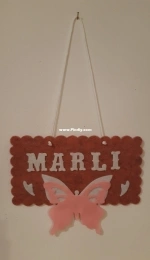 Pink felt wall hanging