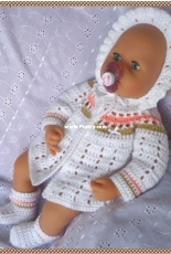 Just Crochet - Heather Davidson - JC84BA Crochet Dolls Coat Bonnet and Booties Outfit