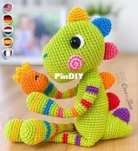 One and Two company - Carolina Guzman - Chipper the Rainbow Dino amigurumi