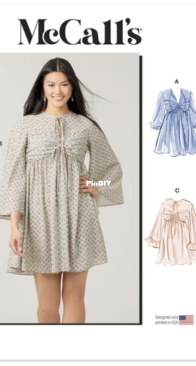 McCalls - M8602 - Misses Babydoll Dress with Sleeve Variations - Sizes 8-16
