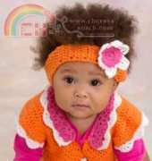 Yarnspirations - Red Heart LW3506 Flower Petal Sweater and Headband by Lorna Miser - Free