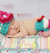 Yarn Blossom Boutique - Melissa Bradley - Blueberry Muffin Beanie Headband and Leg Warmers