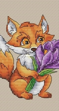Fox with Crocuses by Olga Smirnova