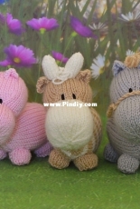 Miniature Cow Horse and Hippo by Knitting by Post