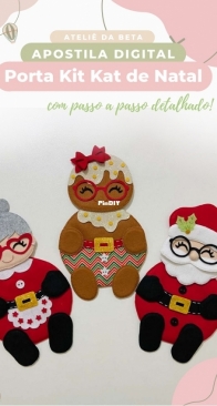 Atelie da Beta - Roberta Ferreira - Christmas Kit Kat Holder - Porta Kit Kat de Natal - Portuguese