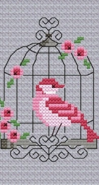 Birdcage Keyring by Maria Diaz - Cross Stitch Collection Issue 243 December 2014 - SAGA