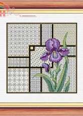 Needlecrafts NCH086 - Iris and Blackwork in DMC.