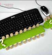 Sky Magenta - caterpillar computer and mouse wrist rest