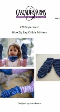 Blue Zig Zag Childs Mittens - Free